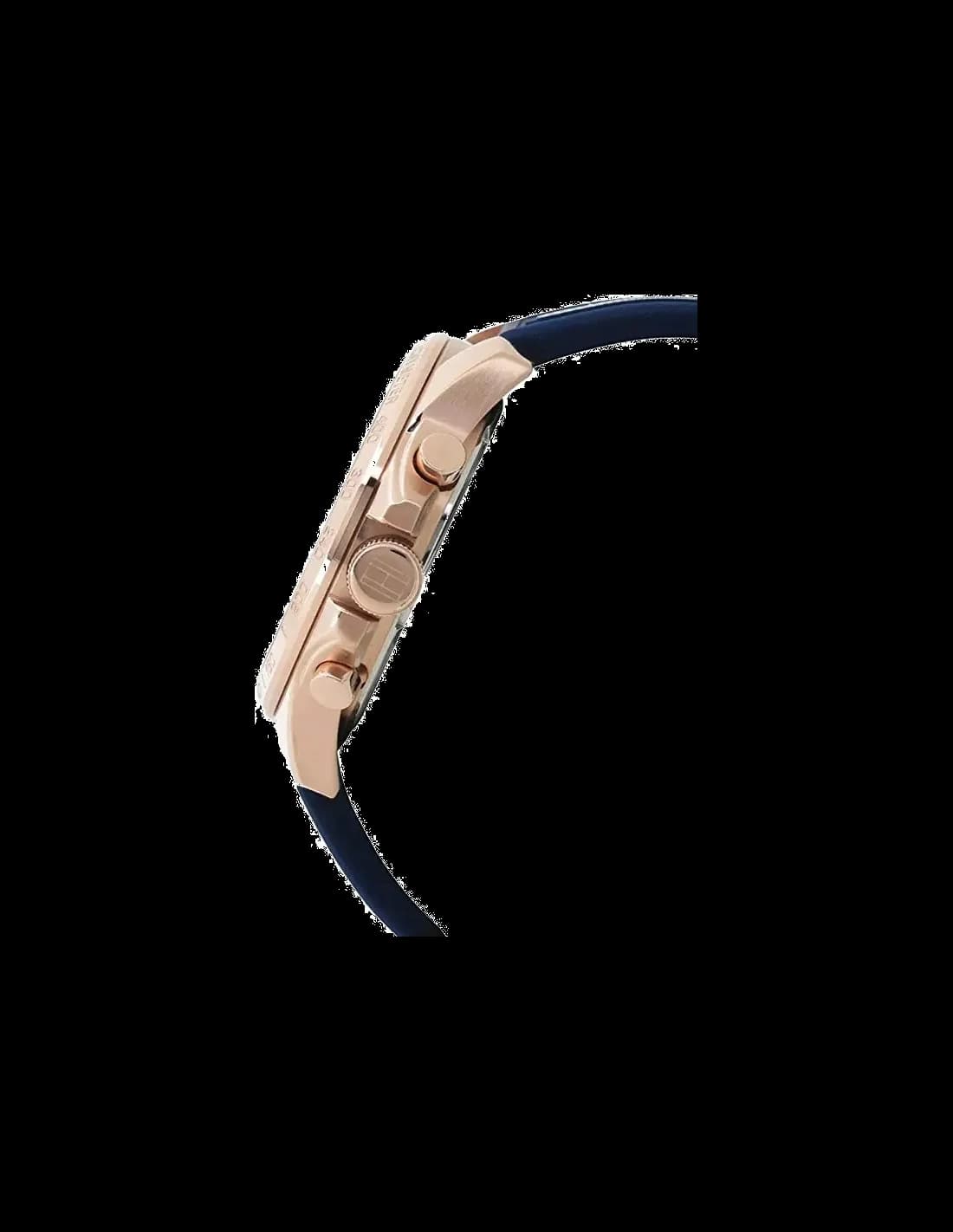 Montre Tommy Hilfiger 1791474 Boîtier Or Rose et Bracelet Silicone Bleu vue 2