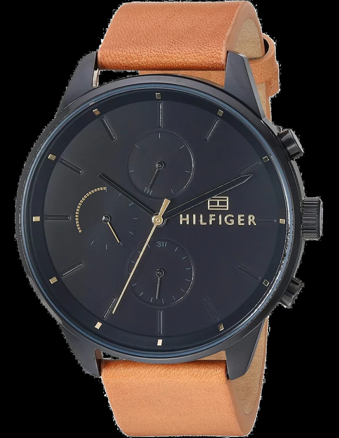 Montre Tommy Hilfiger 1791486 Cadran Bleu Foncé et Bracelet Cuir Marron