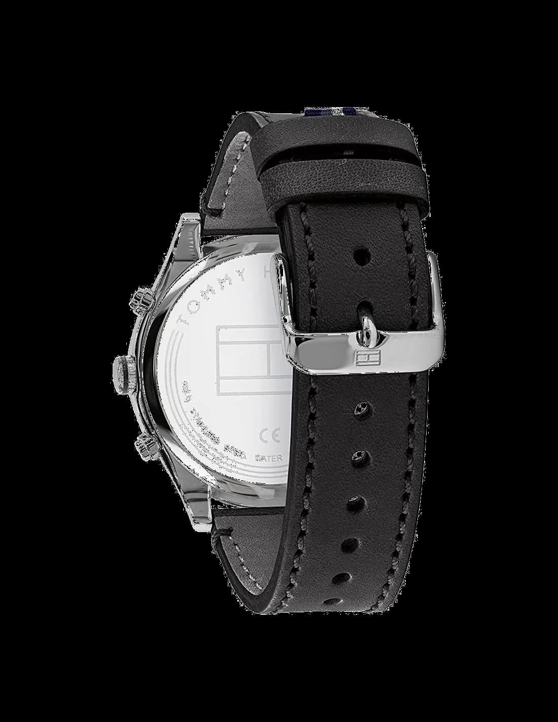 Montre Tommy Hilfiger 1791740 Ashton avec Bracelet en Cuir Marron et Cadran Bleu vue 2