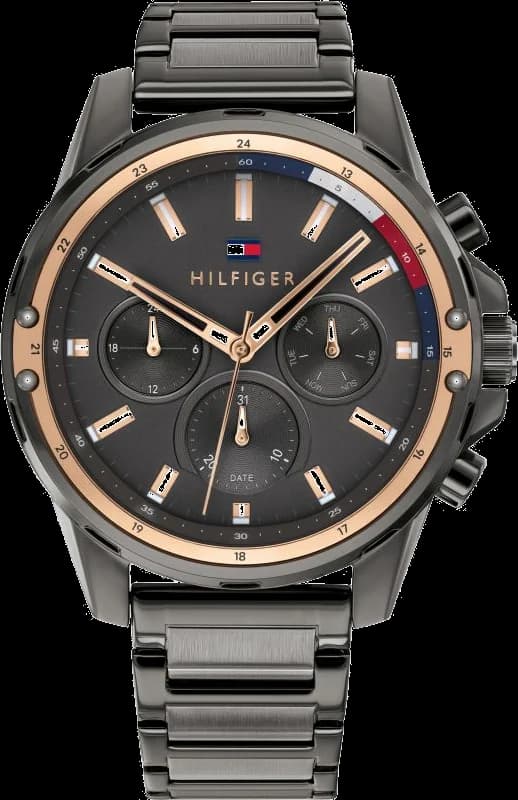 Montre Tommy Hilfiger 1791790 en Acier avec Cadran Gris et Bracelet Noir