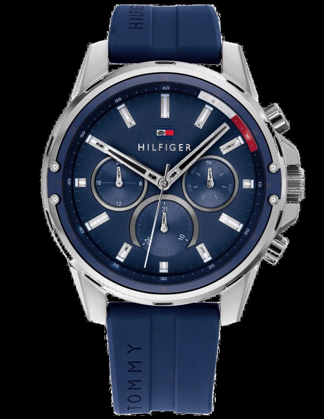Montre Tommy Hilfiger 1791791 en silicone bleu et boîtier 45 mm