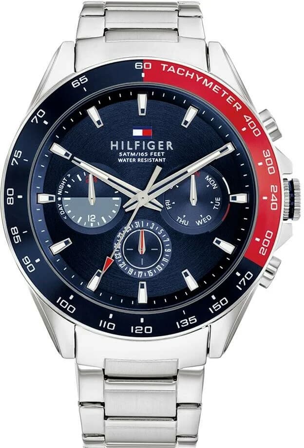 Montre Tommy Hilfiger 1791968 en Acier Argenté et Cadran Bleu Multifonctions