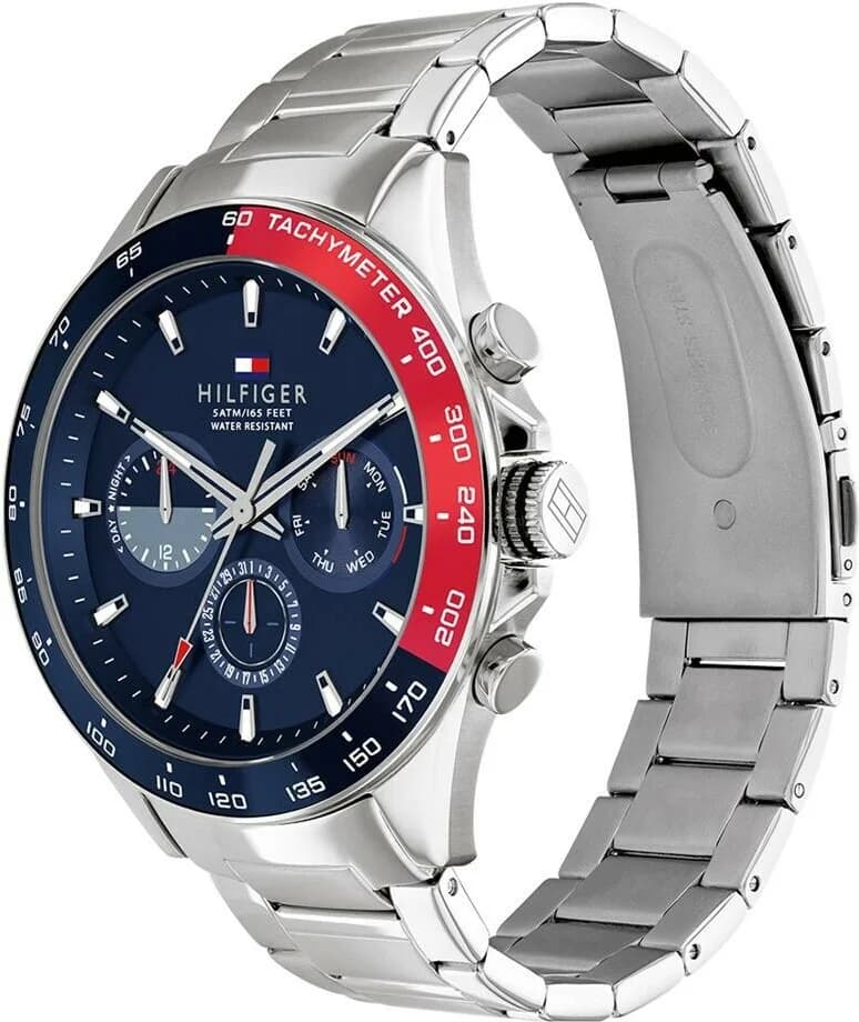 Montre Tommy Hilfiger 1791968 en Acier Argenté et Cadran Bleu Multifonctions vue 2