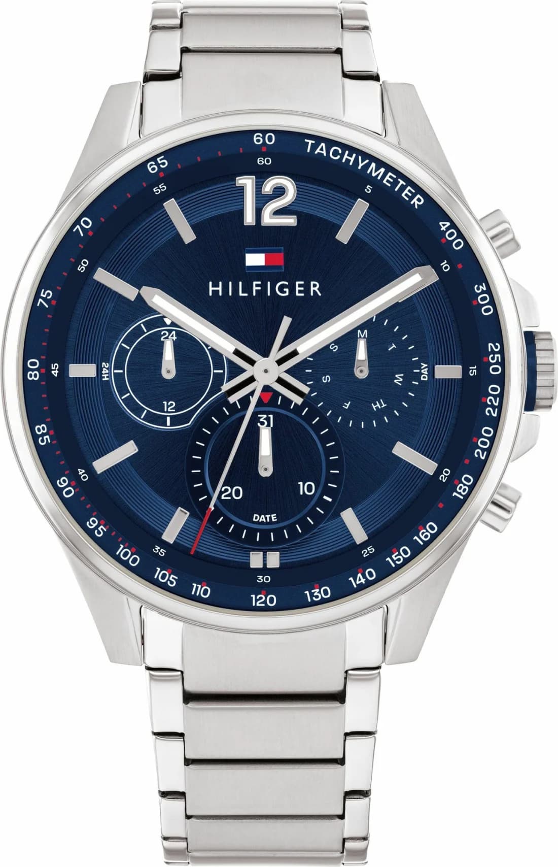 Montre Tommy Hilfiger 1791973 Max Acier Argenté et Cadran Bleu Multifonctions