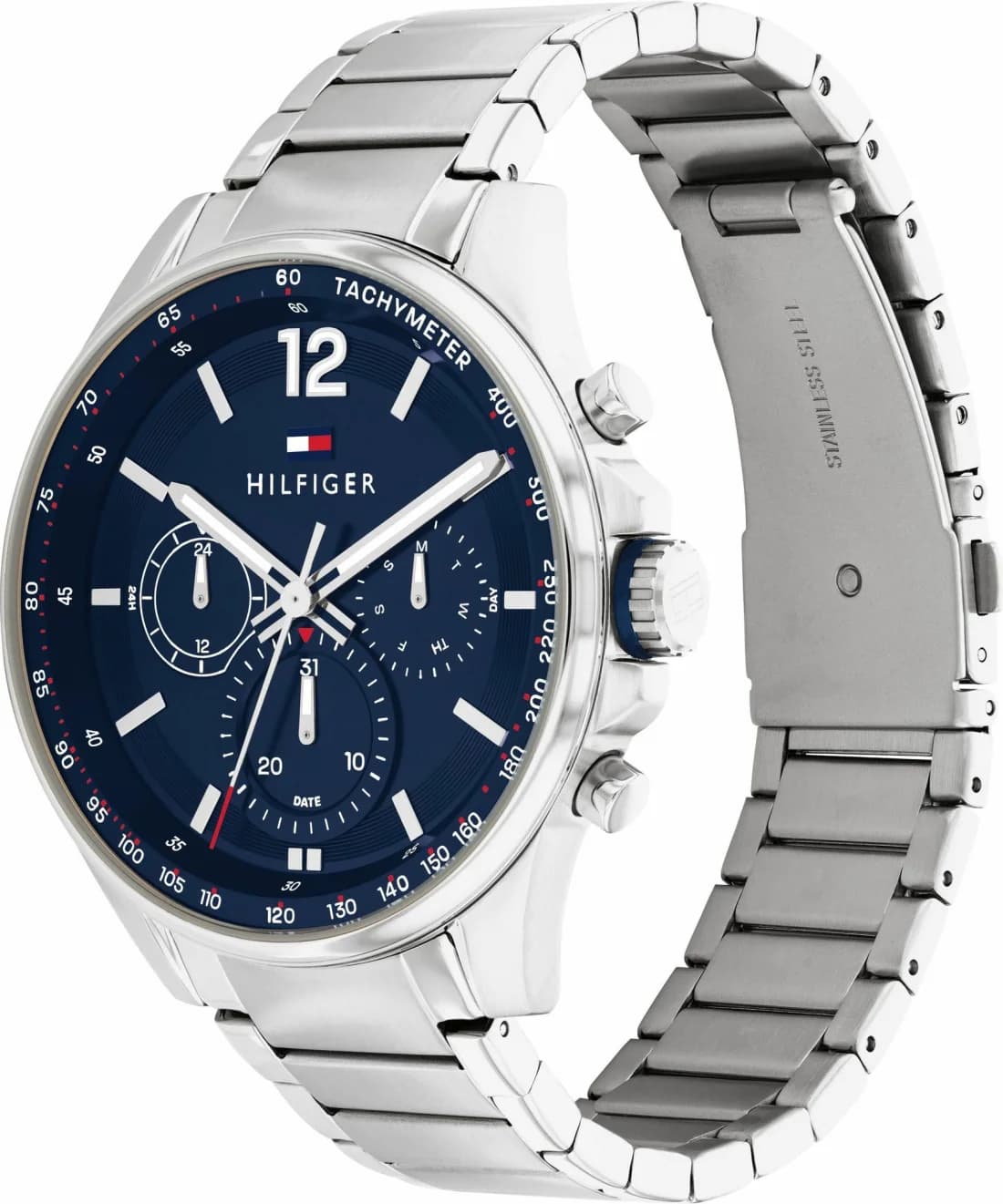 Montre Tommy Hilfiger 1791973 Max Acier Argenté et Cadran Bleu Multifonctions vue 2