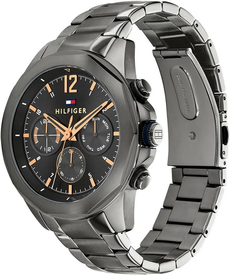 Montre Tommy Hilfiger Lars 1792061 en acier gris avec cadran texturé vue 2