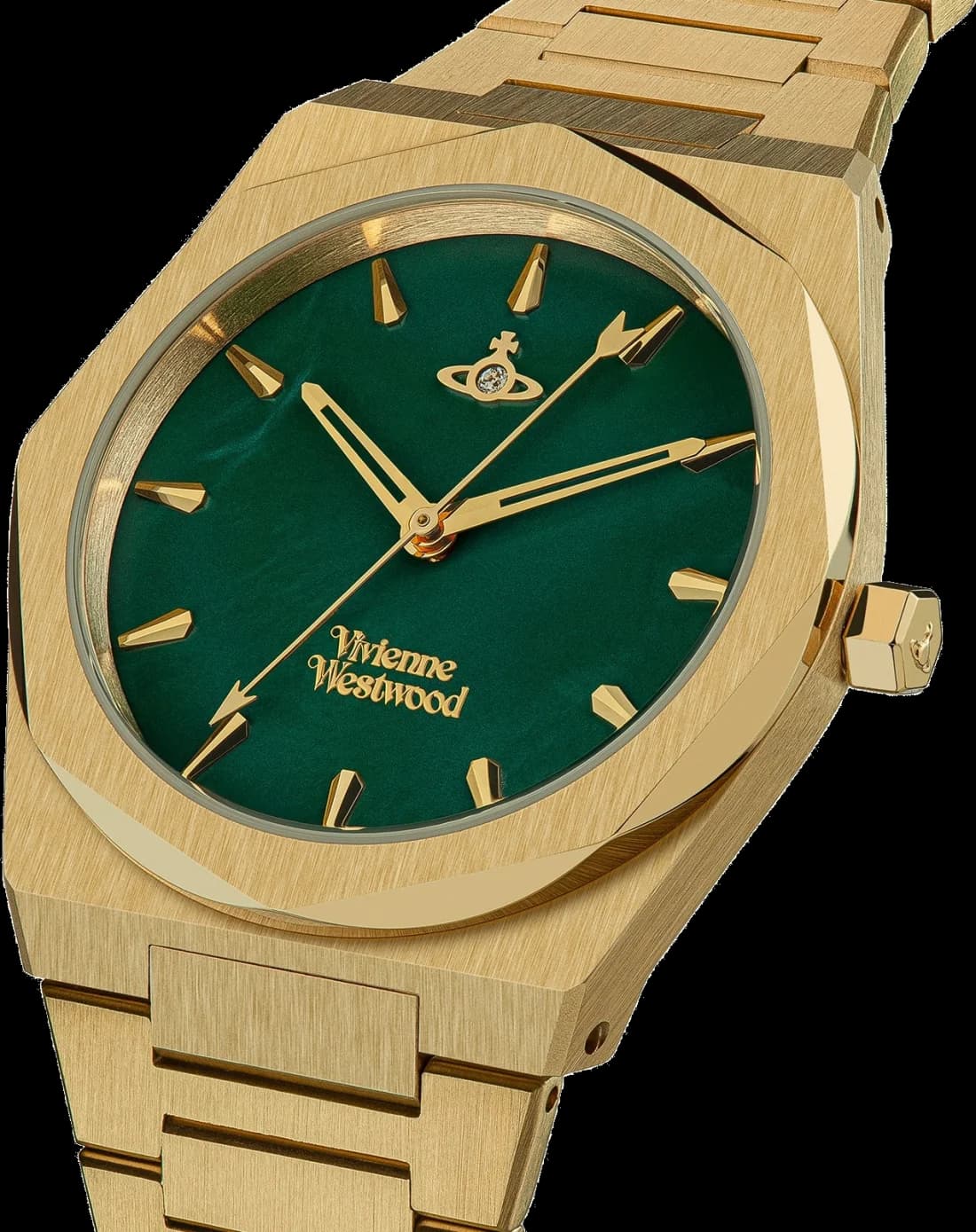 Montre Femme Vivienne Westwood Limehouse VV244GRGD bracelet doré en acier cadran vert vue 2