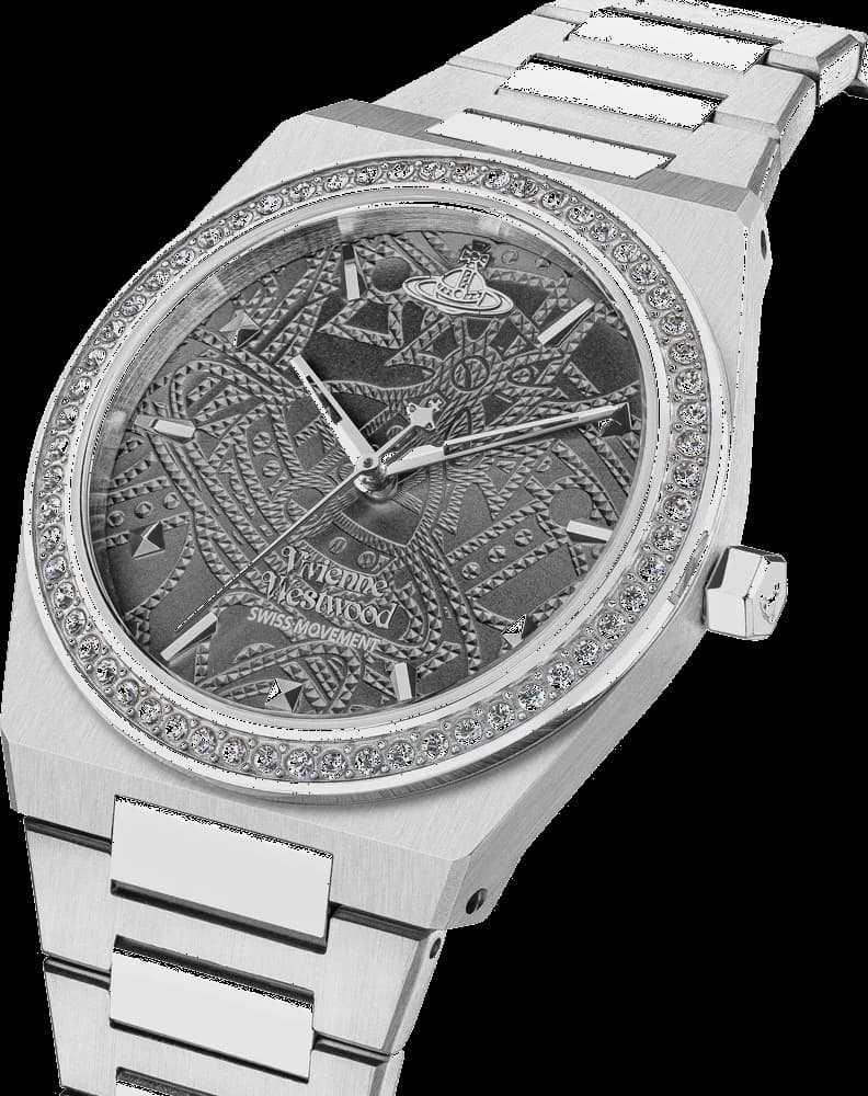 Montre Femme Vivienne Westwood Charterhouse VV244GYSL bracelet argenté en acier cadran gris vue 2