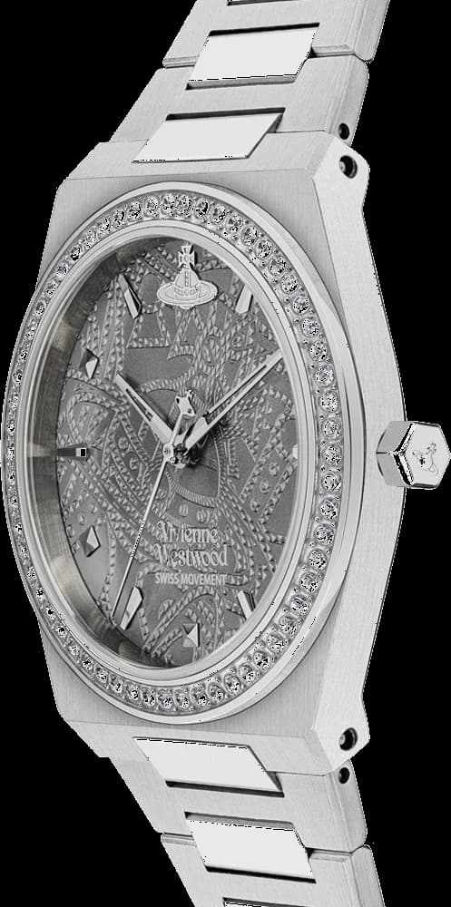 Montre Femme Vivienne Westwood Charterhouse VV244GYSL bracelet argenté en acier cadran gris vue 3