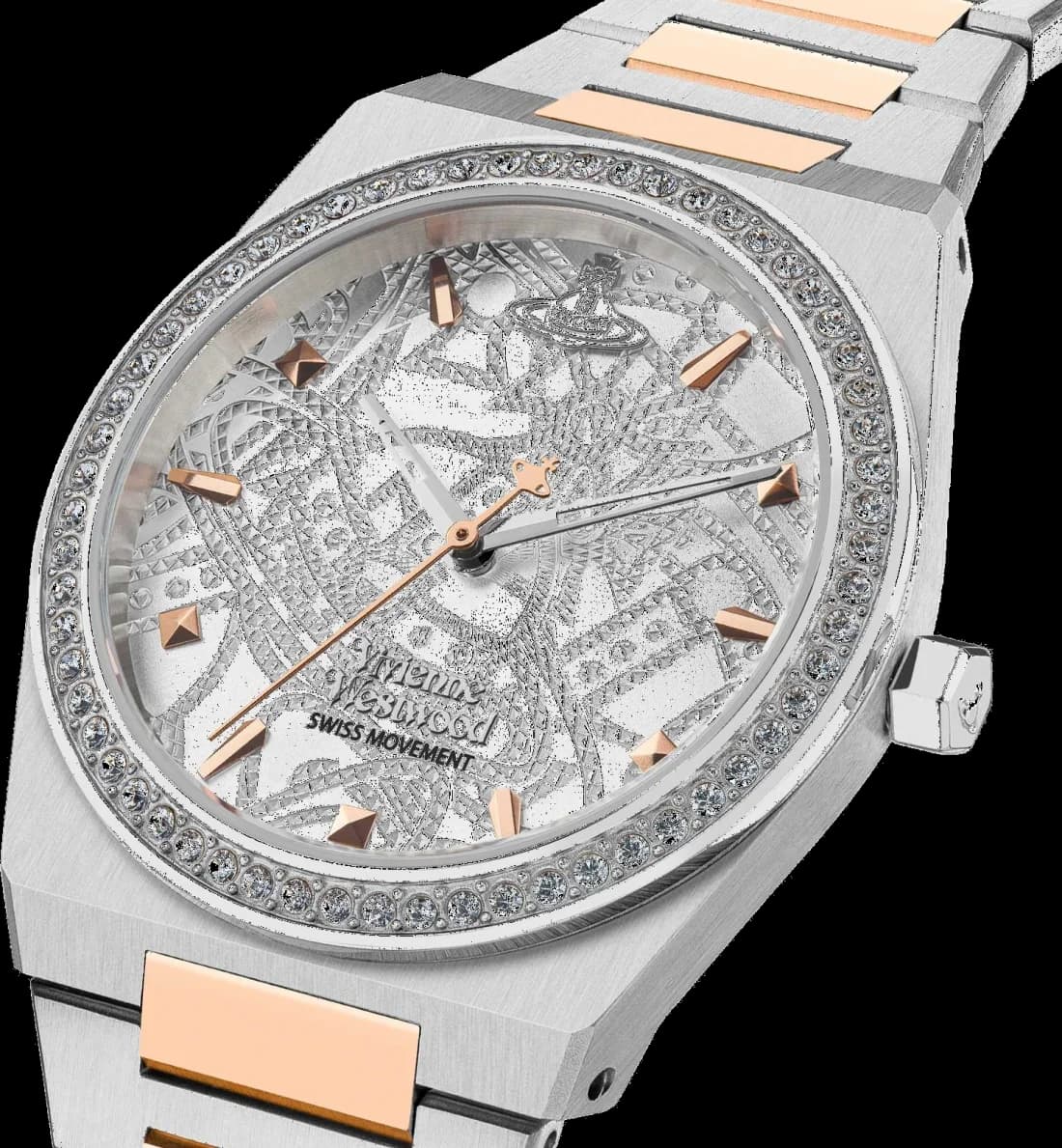 Montre Vivienne Westwood VV244WSSR Bracelet Bicolore et Boîtier Serti de Strass vue 2
