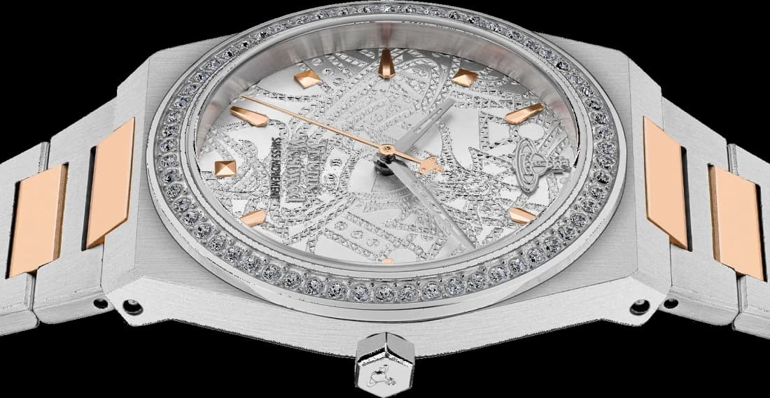 Montre Vivienne Westwood VV244WSSR Bracelet Bicolore et Boîtier Serti de Strass vue 3