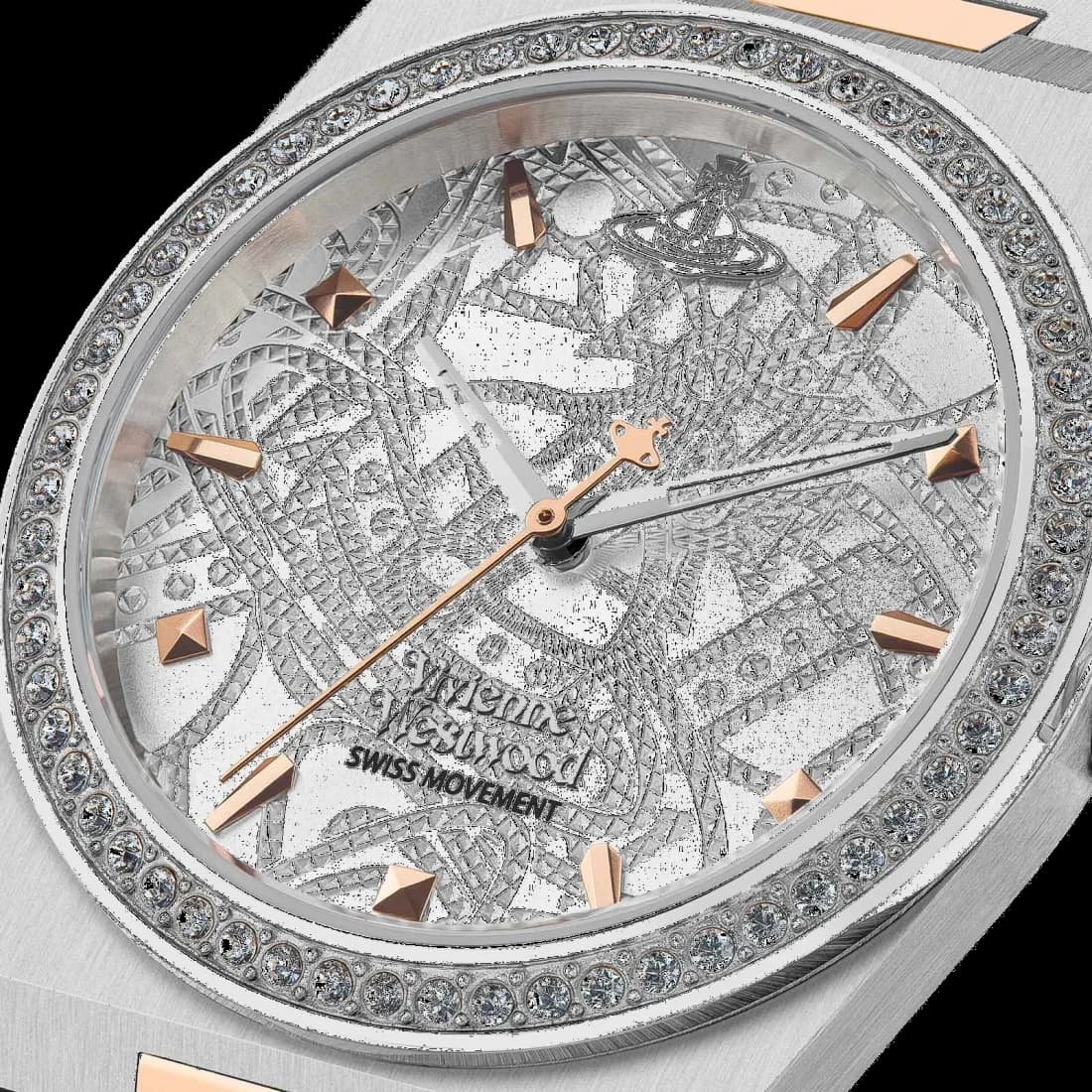 Montre Vivienne Westwood VV244WSSR Bracelet Bicolore et Boîtier Serti de Strass vue 4