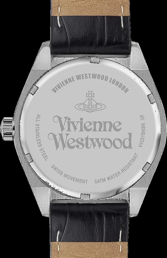 Montre homme Vivienne Westwood Sydenham  VV251BKBK bracelet cuir noir perforé vue 3