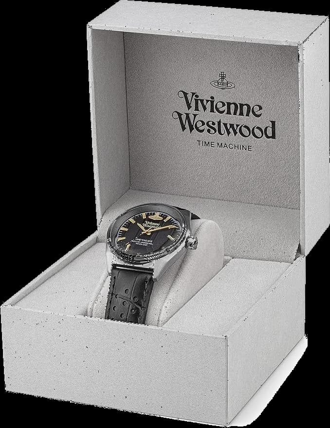 Montre homme Vivienne Westwood Sydenham  VV251BKBK bracelet cuir noir perforé vue 4