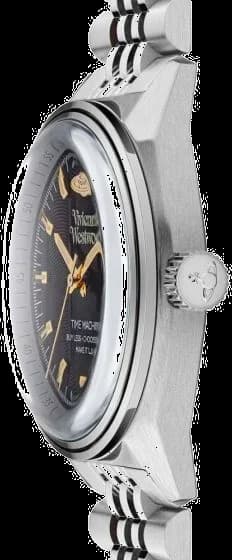 Montre Vivienne Westwood Sydenham VV251BKSL bracelet argent en acier cadran noir vue 4