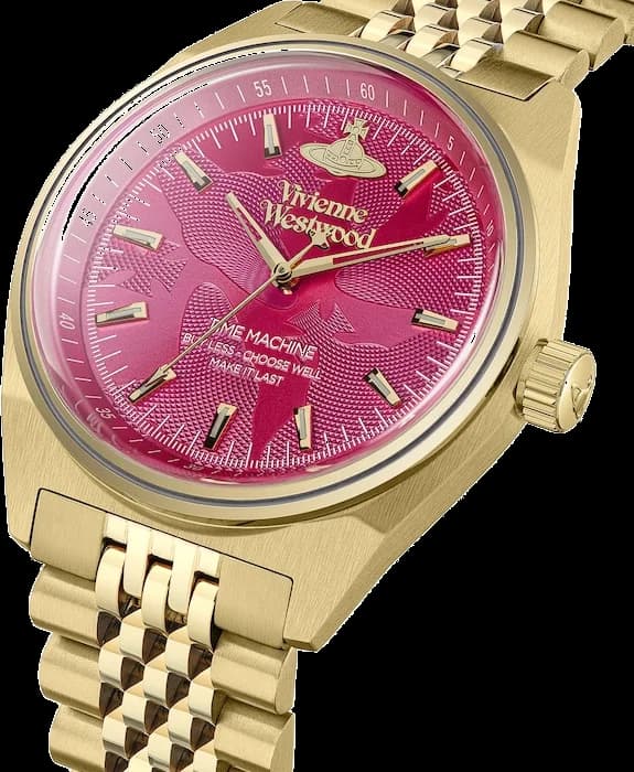 Montre Vivienne Westwood VV251RRGD Lady Sydenham Acier Doré et Cadran Fuchsia vue 2