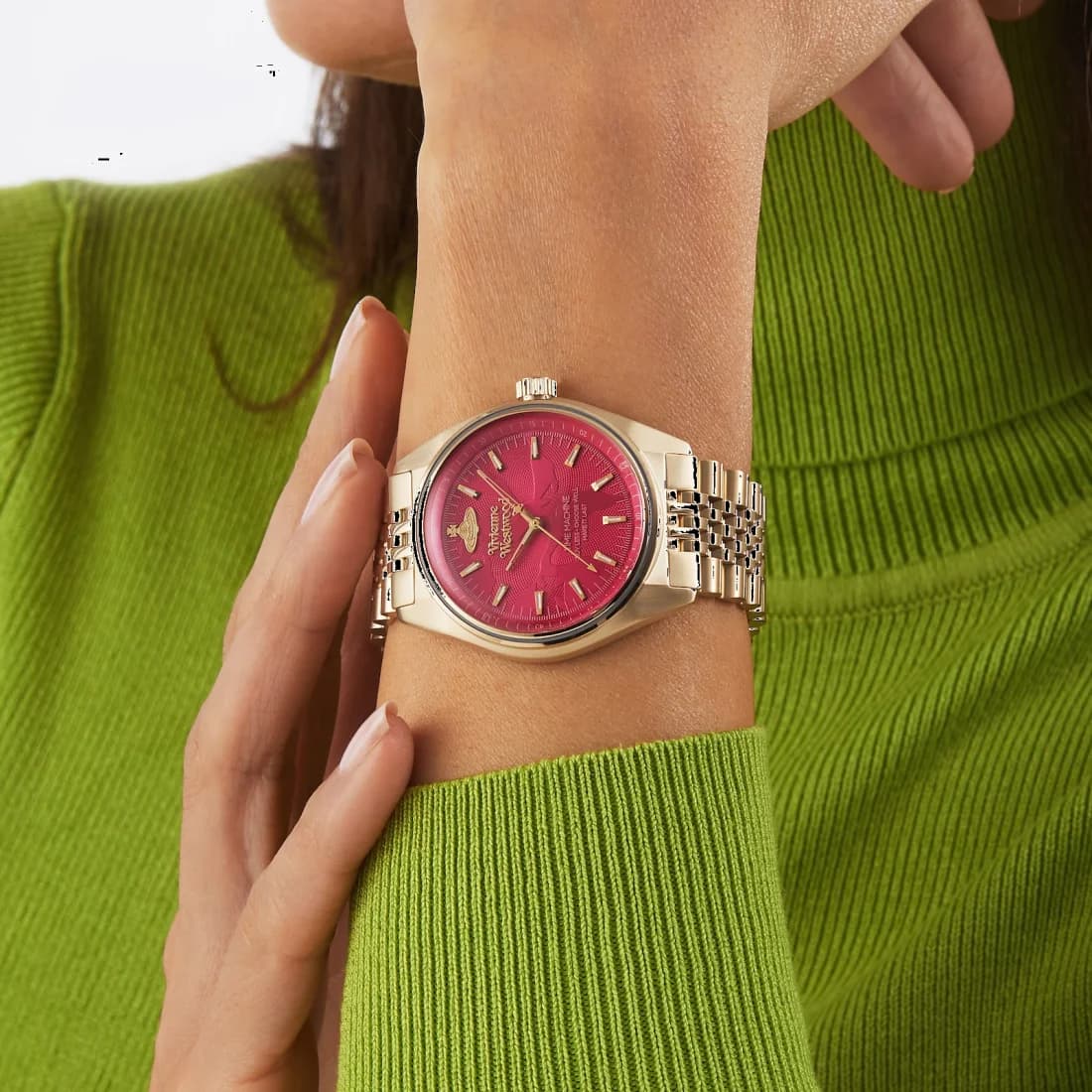 Montre Vivienne Westwood VV251RRGD Lady Sydenham Acier Doré et Cadran Fuchsia vue 4