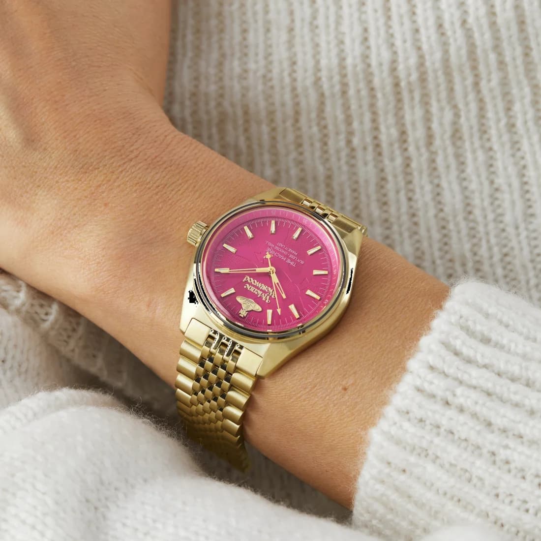 Montre Vivienne Westwood VV251RRGD Lady Sydenham Acier Doré et Cadran Fuchsia vue 5