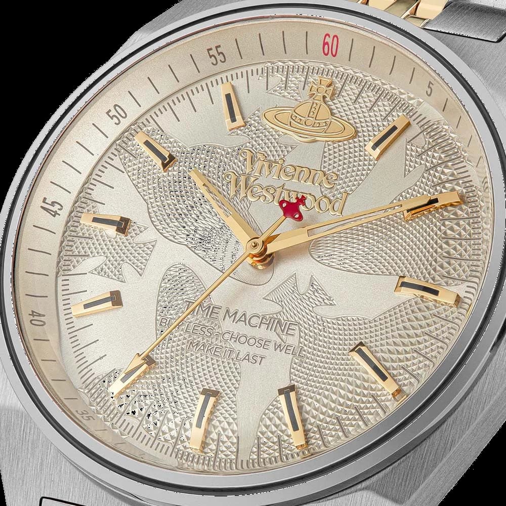 Montre Femme Vivienne Westwood Lady Sydenham VV251WGSG bracelet bicolore en acier cadran doré vue 3