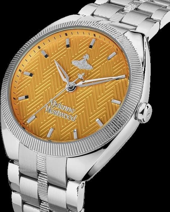 Montre Femme Vivienne Westwood The Mews VV281TNSL bracelet argent en acier cadran orange vue 2