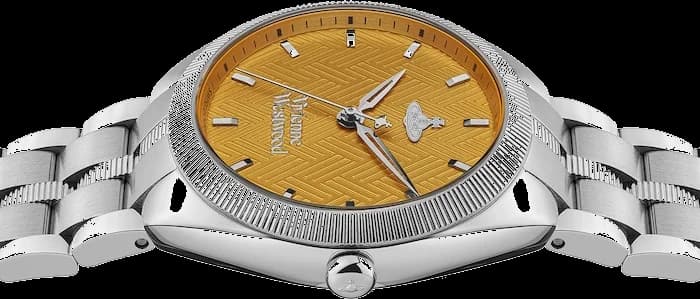 Montre Femme Vivienne Westwood The Mews VV281TNSL bracelet argent en acier cadran orange vue 3