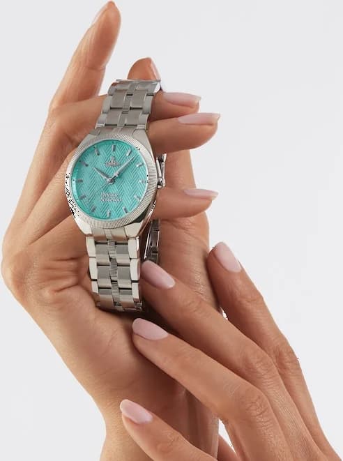 Montre Femme Vivienne Westwood The Mews VV281TQSL bracelet argent en acier cadran turquoise vue 6