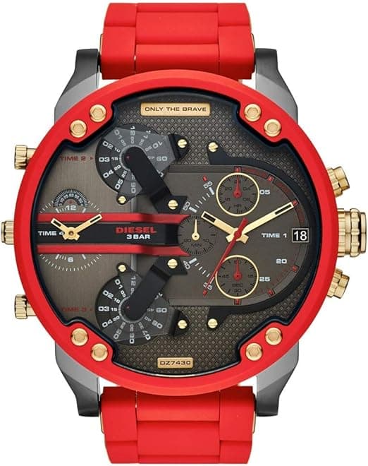 Montre Diesel Mr Daddy 2.0 DZ7430 bracelet en siliconne rouge