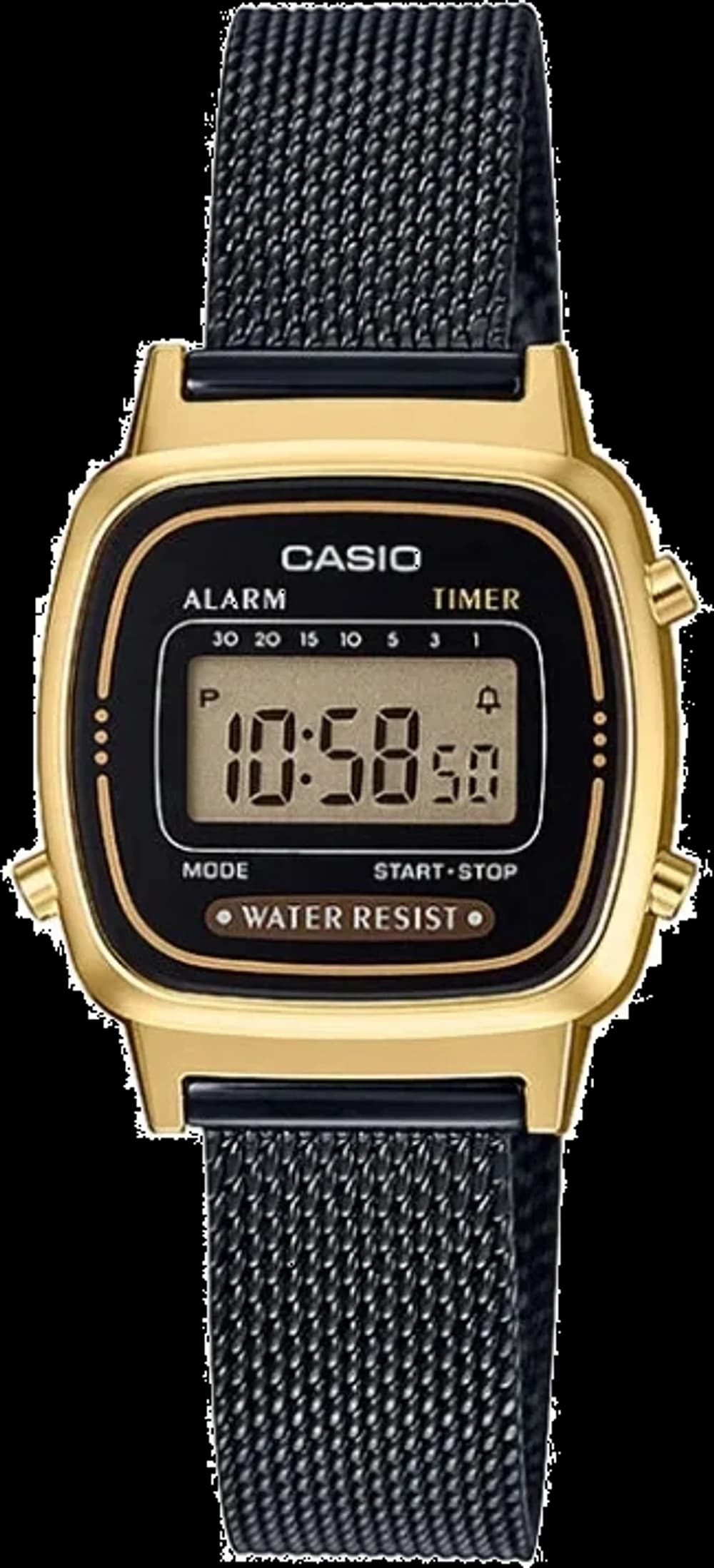 Montre Casio LA670WEMB-1EF maille milanaise Noire Affichage Digital