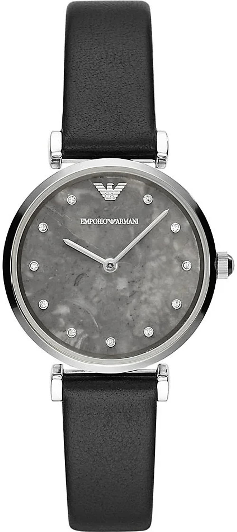 Montre Emporio Armani AR11171 Bracelet Cuir Noir et Cristaux Swarovski