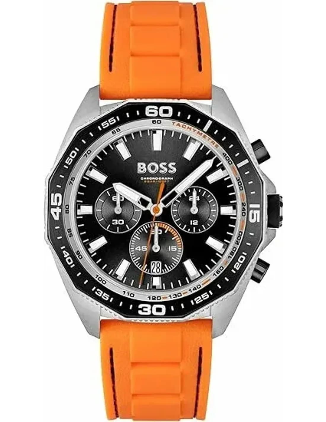 Montre Hugo Boss 1513970 Energy Chronographe en Acier et Silicone Orange