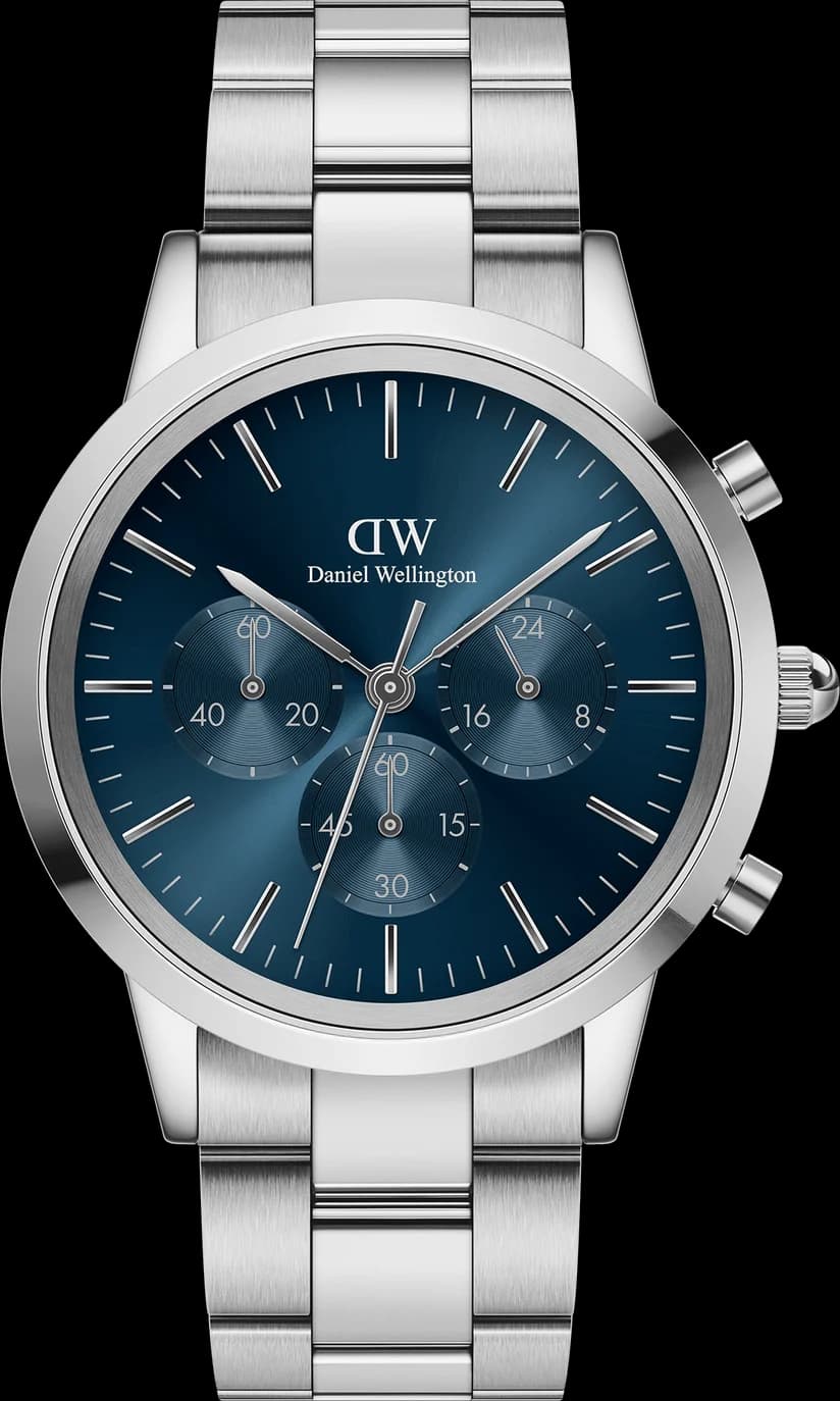 Montre Daniel Wellington DW00100644 Iconic Chronograph Link Onyx G en acier cadran bleu