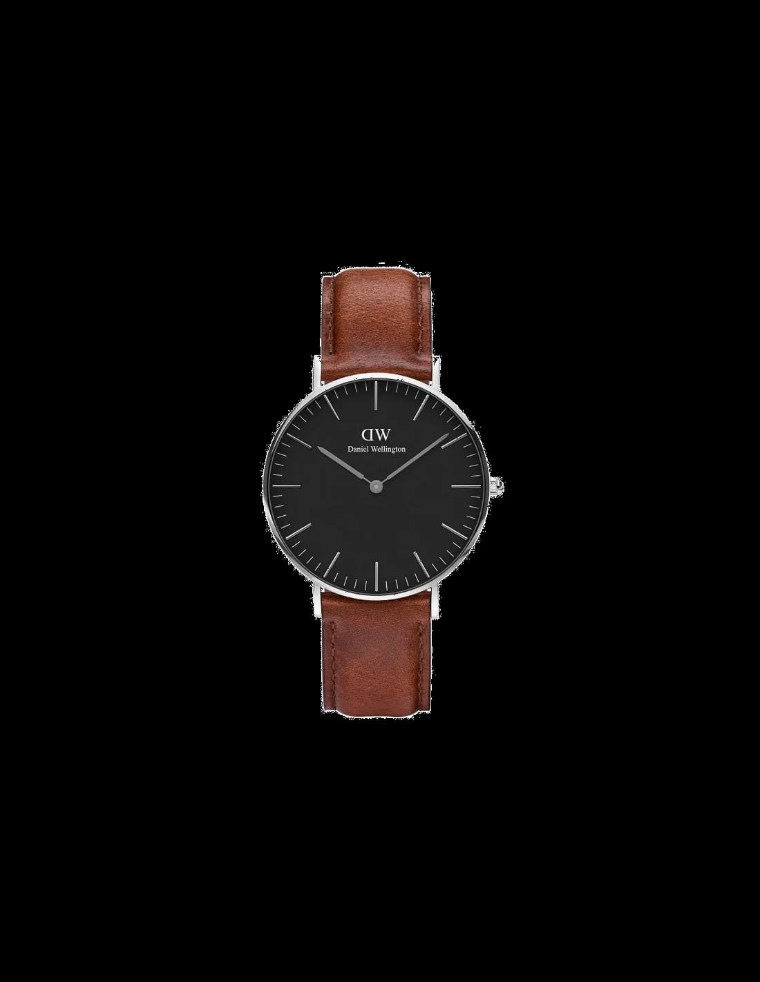 Montre Daniel Wellington DW00100130 Argentée Bracelet Cuir Brun 40mm