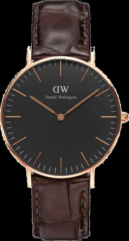Montre Daniel Wellington Classic Black York DW00100140 bracelet cuir marron