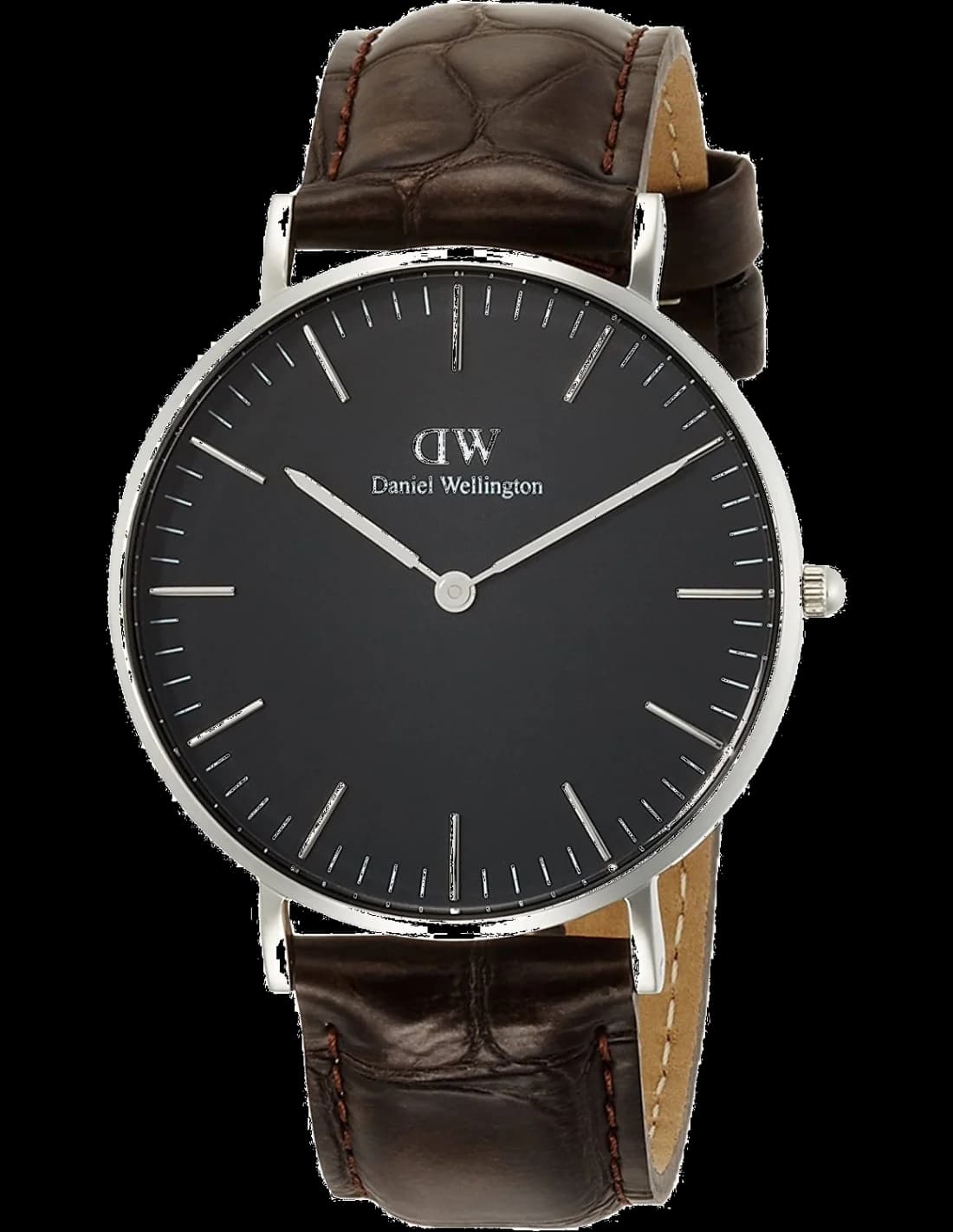 Montre Daniel Wellington DW00100146 Cadran Noir et Bracelet Cuir Marron