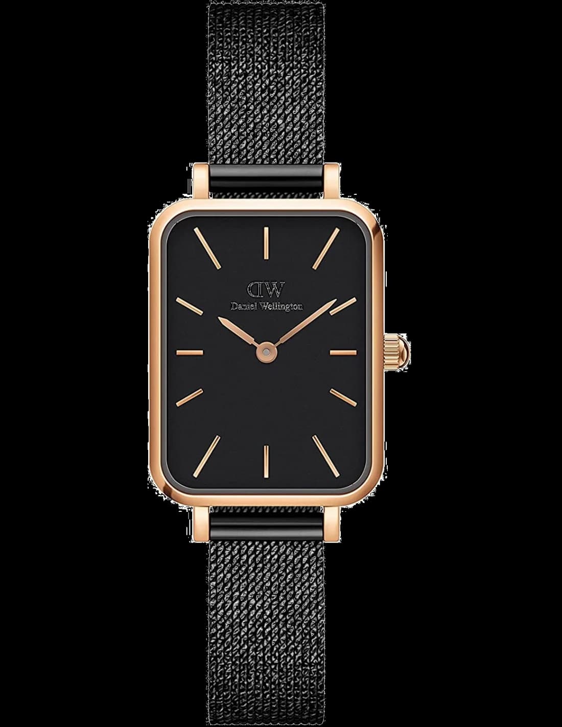 Montre Daniel Wellington DW00100433 Quadro Rectangulaire Maille Milanaise Noire