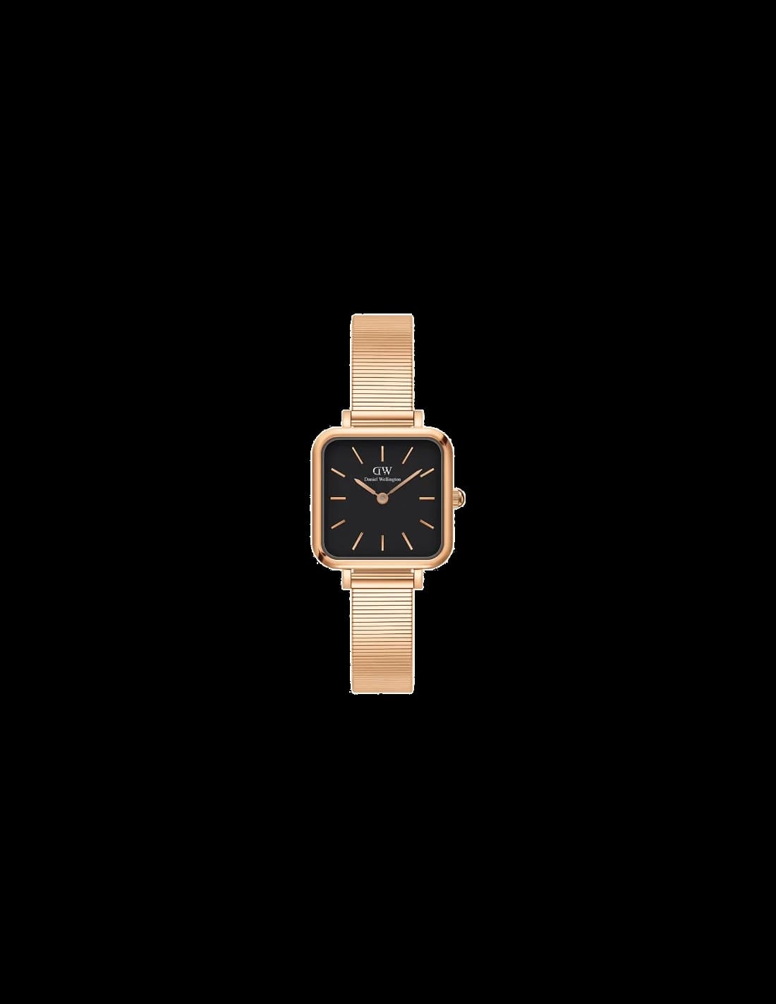 Montre Daniel Wellington DW00100518 Quadro Studio carrée or rose cadran noir