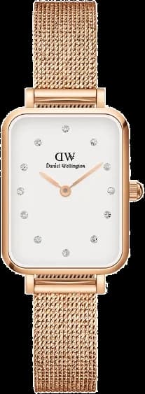 Montre Daniel Wellington DW00100527 Quadro Rectangulaire Or Rose Maille Milanaise