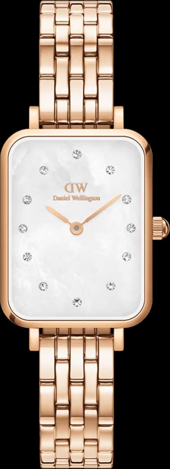 Montre Femme Daniel Wellington DW00100620 Quadro Lumine Nacre et Cristaux Or Rose