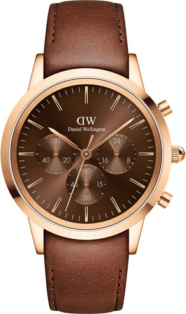 Montre Homme Daniel Wellington DW00100640 Chronographe Or Rose et Cuir Marron