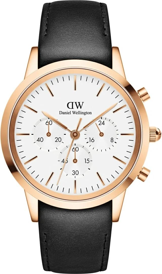 Montre Daniel Wellington DW00100646 Chronographe Acier Rose Gold et Cuir Noir