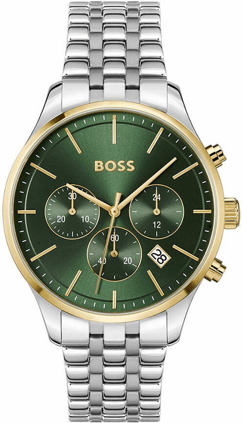 Montre Hugo Boss 1514159 Avery en Acier Argenté et Cadran Vert Foncé