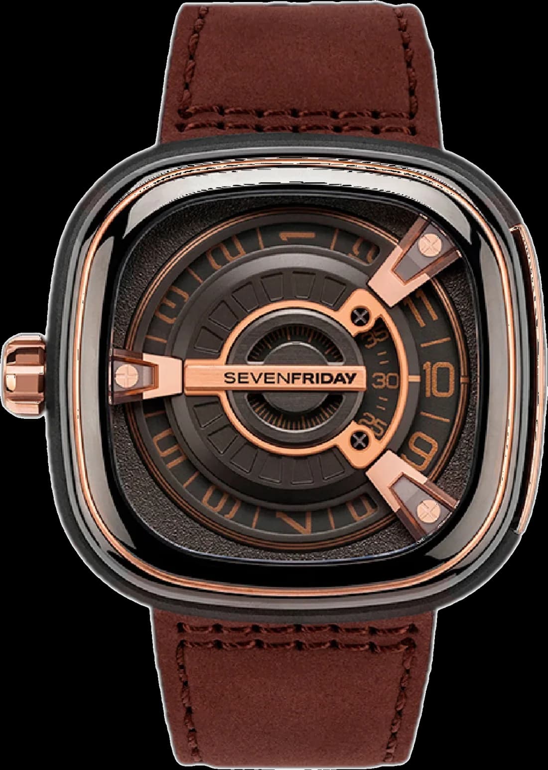 Montre Sevenfriday M2/02 Automatique Acier PVD Or Rose et Cuir de Veau