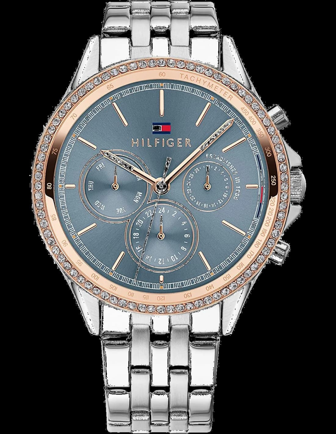 Montre Tommy Hilfiger Ari 1781976 cadran bleu ornée de brillants