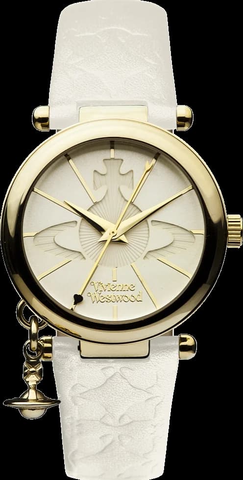 Montre Femme Vivienne Westwood Orb II VV006WHWH bracelet beige en cuir cadran doré