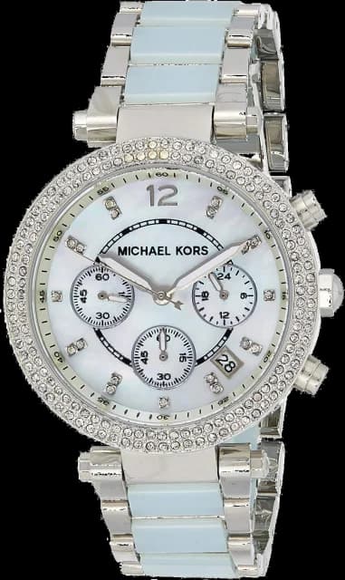Montre Michael Kors MK6138 à Bracelet Bi-matière Bleu et Cadran Nacre